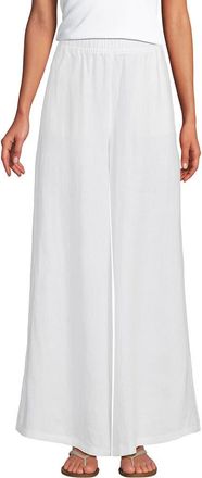 Lands End Linen High Rise Palazzo Pants in White at Nordstrom, Size X-Large Short