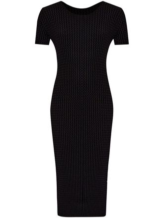 Issey Miyake Midi-jurk met korte mouwen - Zwart