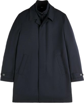 Fay Mid-Length Concealed Placket Pointed Collar Casual Coat