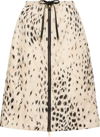Moncler Moncler Animalier Print Padded Knee-length Skirt, Women, White, Size: 38