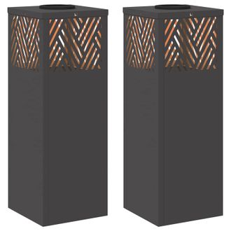vidaXL Luz De Camino Led Solar 2 Pcs Negro Acero Laminado En Fr&iacute;o Vidaxl