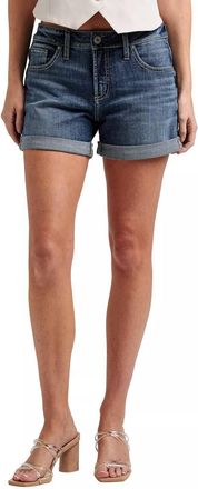 Silver Jeans Co Womens Roll Cuff Denim Shorts In Dark Wash