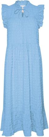 Part Two Vrouwelijke jurk met ruchedetails - Dames - Casual kleedjes - Blauw - XL - Kleedjes