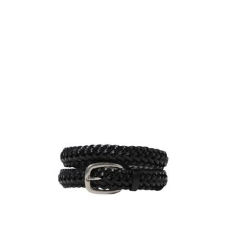Golden Goose Belts, male, Black, Size: 100 CM Luxury Black Braided Leather Belt