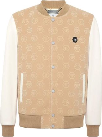 Philipp Plein Jassen, Heren, Beige, M, Wol, Varsity Bomber Monogram