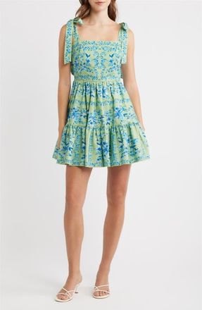 Flying Tomato Print Cotton Minidress in Mint Blue at Nordstrom, Size Medium