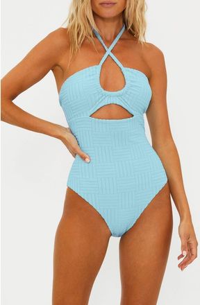 Beach Riot Phoenix Halter One-Piece Swimsuit in Blueberry at Nordstrom, Size X-Large