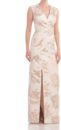 Kay Unger Donna Column Gown In Champagne