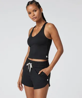 Vuori Clothing Halo Performance Crop Top 2.0 | Black Heather | XS, Size Extra Small