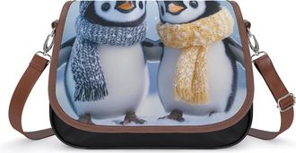 Generic Cute Penguins With Scarf Hat Small Womens Crossbody Bags Shoulder Handbag with Adjustable Strap for Travel