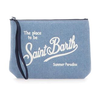 MC2 Saint Barth Clutches, female, Blue, Size: ONE SIZE Aline Denim Pouch