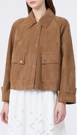 Max Mara Abito Suede Jacket in Hazelnut Brown at Nordstrom, Size 10