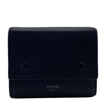 Celine Black Yellow Leather Wallet (Tri-Fold) (Pre-Owned)