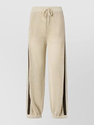 Pinko trousers elasticated cuffs mesh panels design