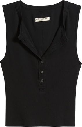 Free People Jamie Rib Tank in Pitch Black at Nordstrom, Size X-Large