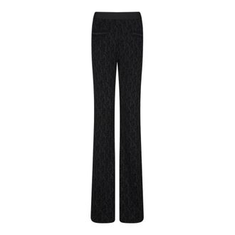 Palm Angels Wide Trousers, female, Black, Size: S Black Flared Knit Trousers