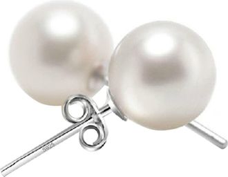 Generic Sterling Silver Earrings Womens Womens Round Pearl Stud Earrings Beads Earrings Creative and Exquisite Workmanship Dexterous and Professional