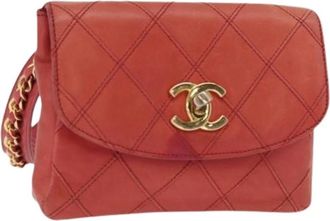 Chanel Pre-owned Belt Bags, female, Red, Size: ONE SIZE Pre-owned Vintage Leather Belt Bag