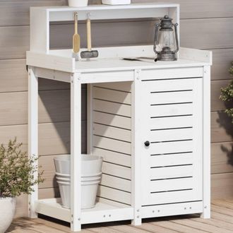 vidaXL Mesa Plantaci&oacute;n Con Estantes Madera Pino Blanco 82,5x50x109,5cm Vidaxl