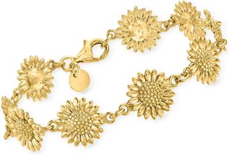 Ross-Simons Italian 18kt Gold Over Sterling Sunflower Bracelet