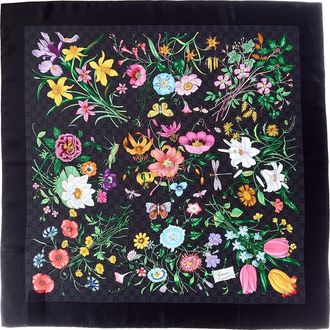 Gucci Printed Gg Silk Twill Carre