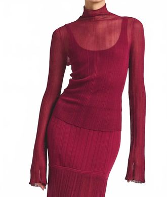 Derek Lam Isolde Sheer Knit Sweater In Carmine