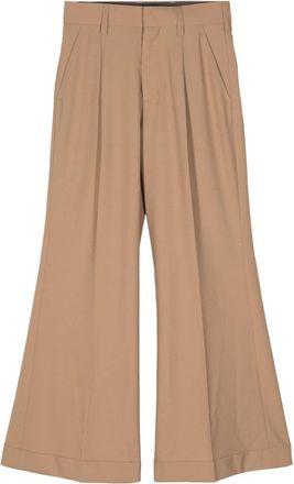 Kolor high-waist flared trousers - women - Wool/Polyester/Polyurethane/Polyester - 3 - Brown