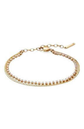 Alex and Ani 2 Row Crystal Tennis Chain Bracelet in Gold at Nordstrom