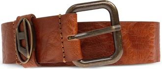 Diesel ova-logo leather belt - Marrone