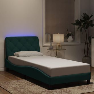 vidaXL Giroletto Con Luci Led Verde Scuro 90x190 Cm In Velluto - Vidaxl