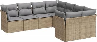 vidaXL Vidaxl - Juego De Sof&aacute;s De Jard&iacute;n Con Cojines Beige 8 Pzas Rat&aacute;n Pe