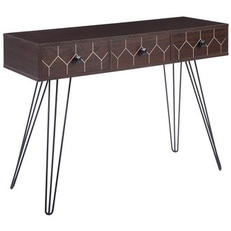 Beliani Beliani - Consola Madera Oscura Negro 110 X 39 Cm 3 Cajones Estante Sala De Estar Malsala