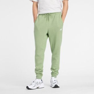 New Balance Mens Sport Fleece Jogger in Green/White Cotton, size Medium