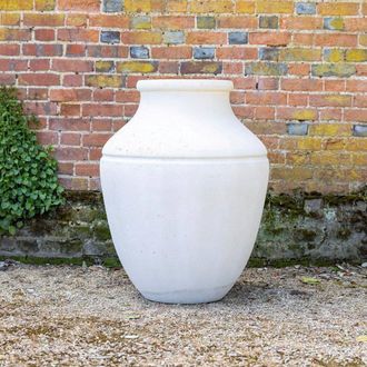 PRIMROSE White Cement Round Garden Plant Vase Designed Planter 90cm