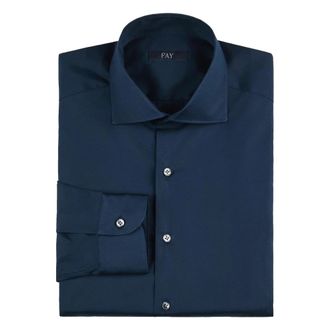 Fay Formal Shirts, male, Blue, Size: 3XL Stretch French Collar Shirt