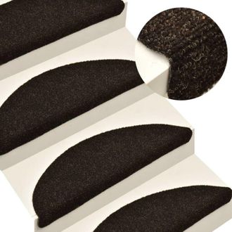 vidaXL Vidaxl - Tappetini per scale autoadesivi 15 pz 65x21x4 cm marrone scuro semicircolari grandi