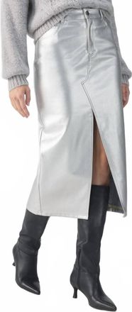 Sanctuary Leather Like Midi Skirt In Silver
