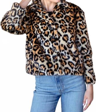 Emerson Fry Short 60S Faux Fur Coat In Leopard Fur