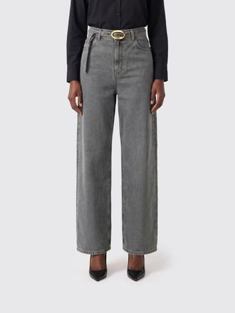 Twinset Jeans wide leg a vita alta in denim di cotone con cintura regolabile