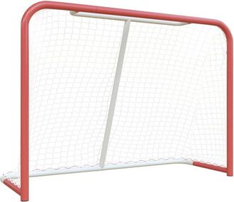 vidaXL Porter&iacute;a Hockey Y Red Acero Poli&eacute;ster Rojo Blanco 153x60x118cm Vidaxl