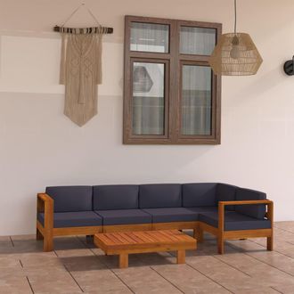 vidaXL Vidaxl - Muebles De Jard&iacute;n 6 Pzas Con Cojines Gris Oscuro Madera Acacia