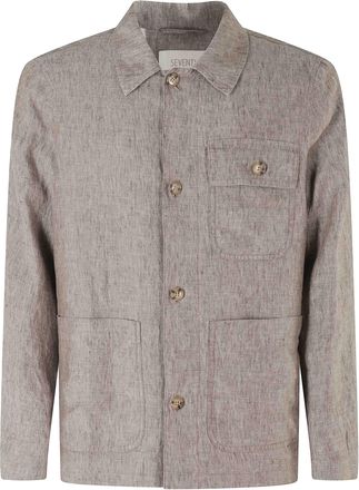 Seventy Earth Flap Pocket Button Placket Linen Casual Shirt