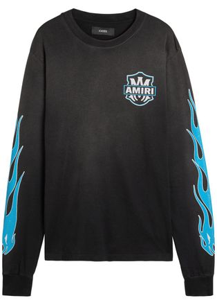 Amiri Eagle Flames Printed Cotton top - Black - XL