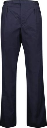 Prada Marineblauwe katoenen broek met rechte pijpen - Heren - Straight fit broeken - Blauw - L - Katoen - Broeken