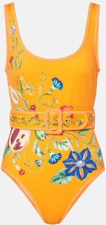 Alemais Flores printed belted swimsuit