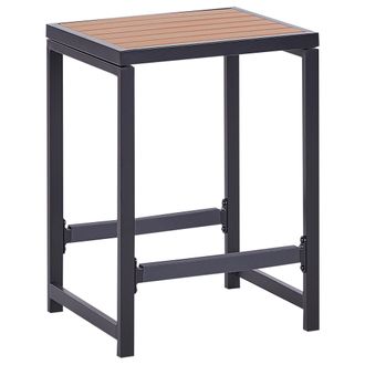 Beliani Taburete De Jard&iacute;n Para Exterior Patio Base De Acero Asiento De Madera Pl&aacute;stica Negro Avetrana