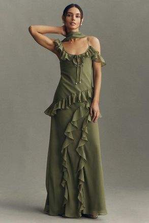 BHLDN Lottie Ruffled Chiffon Gown