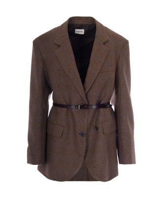 Parosh Brown Plaid Notched Lapel Jacket