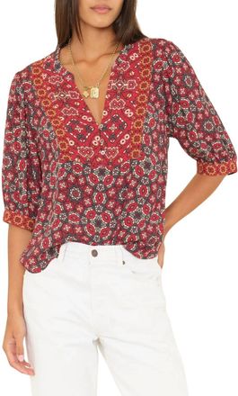 Xirena Corrine V-Neck Top In Merlot Tile