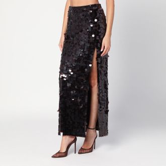 P.A.R.O.S.H. Brown sequinned skirt with slit